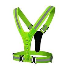 Chaleco Reflectante de Seguridad con Luz LED Ajustable para Correr, Chaleco de Ciclismo, Advertencia Nocturna, Chaleco Deportivo para Trabajo y Pesca - Verde - Ver 2