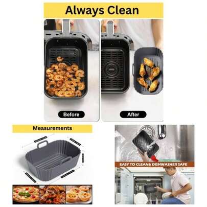 Silicone Fryer Liners 2 Pack Foodi Dual AF400UK AF300UK T17088 Tower, T17088, Russell Hobbsand, Keplin, COSORI, Instant Fryer Accessories, 6 - In - 1