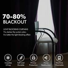 2 Panels Blackout Curtains Solid Soft Grommet Mustard Yellow Thermal Insulated Soundproof Room Darkening Curtains/Drapes/Panels Fall Living Room Bedroom 52 X 90 Inch - 紫色 - 查看 4