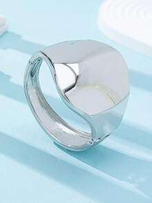 1 Pc Oversized Chunky Cuff Bracelet - Minimalist Stackable Statement Bangle Set - Geometric Dome Design Metal Bangles For Women Everyday Wear