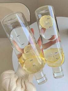 1 szt. Elegancki kubek z podziałką czasu dla mężczyzn i kobiet, przezroczysty plastikowy kubek, szczelny, prosty kubek na wodę, sportowy kubek na wodę