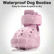 Dog Shoes For Hot Pavement,Non-Slip Waterproof Breathable Easy To Clean Put On And Take Off Dog Boots,Paw Protector For Hot Summer Roads Winter Snow (Pink, Size 8:(315"X256")(L*W)) - ColorA - 查看 3