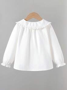 Young Girl Floral Embroidery Long Sleeve Shirt, Back To School Season, Autumn/Spring