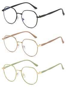 نظارة نسائية كاجوال دائرية بعدسات شفافة، متعددة الاستخدامات للتنقل والمكتب والكمبيوتر والهاتف وقراءة الكتب والألعاب، قطعتان