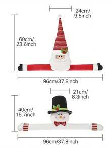 Décorations de Noël - Bonhomme de neige sur le dessus de l'arbre de Noël - Décoration de Père Noël avec écharpe rayée rouge et blanche, accents de houx vert, ornements dorés pour la décoration de la maison et de la pièce pendant les fêtes