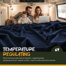 Merino Wool Blend Camping Blanket Ultra Warm Moisture Wicking Portable Outdoor Blanket For Camping RV Trips Adventures Picnic Bushcraft Survival Kits Large 86"X62"