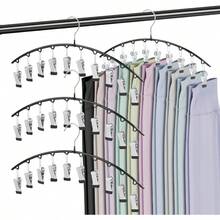 4 Pack Organizador Closet, Organizador de Closet, Ganchos para Pantalones, con 10 Clips, Organizadores para Metal Puede Sujetar Pantalones, Faldas, Sombreros - 4 Pago - Ver 1