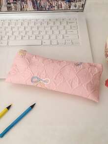 1 Estojo de Lápis com Laço: Com uma estética elevada, grande capacidade, funciona tanto como um estojo de papelaria fofo para meninas quanto como uma bolsa de armazenamento para estudantes. Com um design minimalista, porém adorável, é um item essencial para passeios e uma escolha ideal para senhoras conscientes de estilo. - Multicolorido - Visão 6