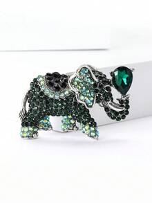Vintage Rhinestones Elephant Brooch - Elegant Crystal Animal Pin For Friends Party/Banquet Gift Accessory Decoration & Good Luck Gifts - The Elephant (1777) - View 16