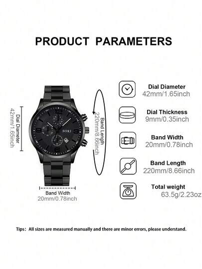 Horloge Pc Calendar Function, Business, Industrial Round Dial Quartz Watch,Perfect Everyday Wear, Birthday s, Parties, Holiday Gatherings, As The Ideal Yourself Or Friends Boxes Not Included view 6