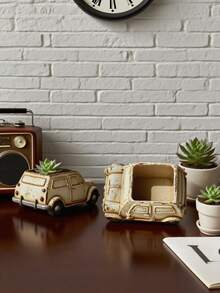 1 件硅胶卡通车辆模具（汽车/公共汽车/老式露营车）- 适用于水泥多肉植物花盆、储物盒、烛杯/烛台和混凝土/石膏/粘土工艺品，可重复使用且形状不对称，是理想的圣诞节/生日礼物 - 白色 - 查看 3