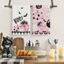 2/4 Pcs Halloween And Christmas Kitchen Towels, Ghostly Bicolor Pattern Dish Towels, And Gingerbread Man Pattern Towels, Scary Hand Drying Towels For Cooking And Wiping. Soft, Absorbent And Durable, Suitable For Home Decor And Halloween Party Decoration. Also Applicable For Halloween Decor, Room Decor, Autumn And Winter Decor.
