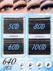 640PCS Personal Eyelash Bundle High Volume 10D-40D/30D+40D+50D+60D/50D+60D+80D+100 10-16mm DIY Eyelash Bundle Extra Thick, Natural Look And Density, Ultra Soft, Ultra Lightweight Reusable Individual Split False Eyelash Eyelash Extension Kit For Use At Home Or In Your Daily Life, Weddings, Appointments, Parties, Music Festivals, And Christmas,Individual Eyelashes,Cluster Lashes,Lashes,640/448/576/570/544/560/240/184/120pcs - 彩色 - 查看 2
