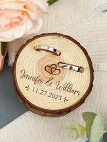 Personalized Double Slot Ring Box, Customized Wooden Ring Box For Wedding, Engagement, Proposal, Anniversary Gift, Unique Ideal Gift For Him And Her - Boyfriend, Girlfriend, Valentine's Day, Mother's Day, Birthday, Father's Day, Graduation, Wedding