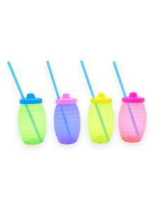 Barril Vitrolero de Plástico Dispensador Dulcero Exhibidor Fiestas Capacidad 500ml Colores Neón paquete 10 piezas Almacenaje Alimentos Dulces Bebidas Portátil Organización Eventos Colorido - Transparente - Ver 7