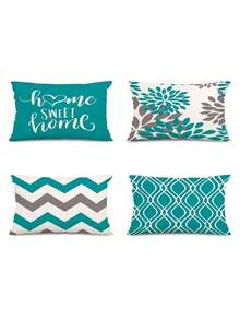 4 piezas Fundas de cojín decorativas con patrón geométrico - Fundas de cojín decorativas para sofá, decoración del hogar para exteriores, fundas de cojín de una sola cara sin relleno (16"X16", 18"X18", 20"X20")