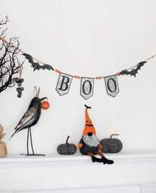 67x7.3"H Iron Boo Banner W/Bats, For Halloween Holiday Decor
