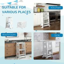 AIYAPLAY Toddler Step Stool, Standing Tower, 2 In 1 Toddler Step With Ty Rail, For Kitchen, Bathroom, Counter, White - White - View 7