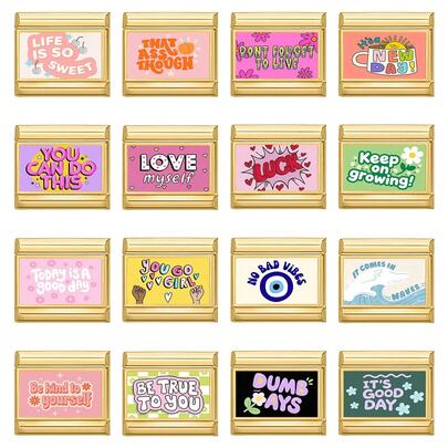 1 pieza Pulsera modular de fotos DIY, personalizable con texto, corazón, ojo, flor, elementos de animales, adecuada como regalo de fiesta para amigos/parejas, aplicable para Navidad, Año Nuevo, Halloween, Día de San Valentín, diseño encantador, joyería de acero inoxidable, local, práctica y de moda, esencial para Navidad y Halloween, tonos otoñales, estilo navideño