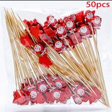 100 szt. patyczków owocowych, patyczki bambusowe, patyczki kwiatowe, widelce do owoców, kreatywne wykałaczki artystyczne, dekoracyjne patyczki bambusowe, widelce do burgerów, odpowiednie do dekoracji napojów i widelców deserowych, kuchnia, prezent świąteczny