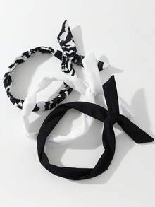 3 件套女士时尚休闲百搭纯色和斑马纹扭纹头带配饰女士围巾秋季发带运动发饰秋季女士头巾瑜伽吸汗带健身发带跑步冬季度假装女士 - 彩色 - 查看 2