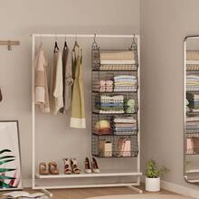 5 Tier Extra Large Closet Hanging Organizer With 5 Dividers16.5"L X 11.8"W X 51.4"H Closet Organizers And Storage With 5 S Hooks Clothes Organizer For Sweaters Clutches Handbags Hats Accessories