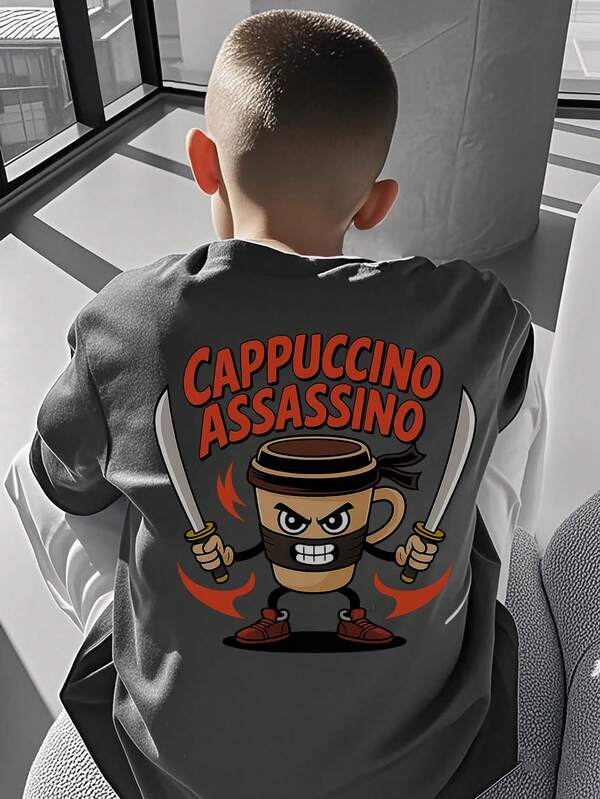 Camiseta de cuello redondo de manga corta con estampado casual para niños y adolescentes, top de verano