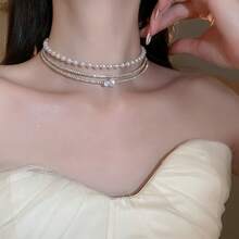 A Sophisticated And Fashionable Party Or Banquet From Japan And South Korea, Paired With A Multi-Layered Artificial Pearl Round Ball Collar - Bạc - Xem 2
