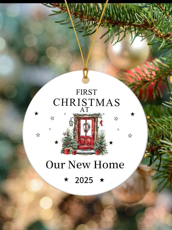 Primeiro Natal em nossa nova casa 2025, enfeites de Natal para casa nova, decorações para pendurar na árvore de Natal, presentes de inauguração para casais que acabaram de chegar da casa nova, presentes para recém-casados, presentes de mudança para amigos da família