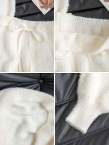 Rikumo 两件套性感迷人杏色吊带上衣和仿毛皮长袖毛衣套装，适合约会、通勤、圣诞节、新年和冬季穿着。 - 杏色 - 查看 11