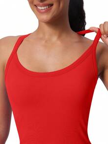 MathCat Workout Tank Tops For Women With Built In Bra, Sleeveless Gym Tops Seamless Racerback Athletic Yoga Shirts - 紅色 - 查看 6