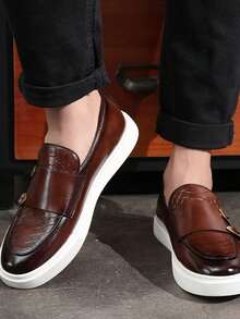 Business Casual Shoes For Men, With Lace-Up Design And Rubber Sole, Suitable For Daily Dress, Multifunctional Dress Shoes, Universal All Season. - 棕色 - 查看 3