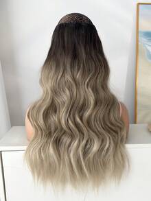 Ekstensi Rambut Jepit Bergelombang Hitam Cokelat Alami 22 Inci (4 pcs), Potongan Rambut Sintetis Cocok untuk Penggunaan Sehari-hari Wanita dan Anak Perempuan - Ombre Coklat - View 4