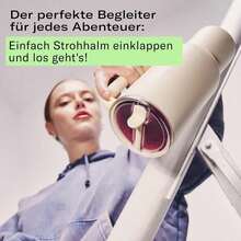 Borraccia waterdrop® con cannuccia da 1,1 l – Tazza termica robusta e a prova di perdite con cannuccia pieghevole, mantiene il freddo per 12 ore, bicchiere con coperchio, borraccia termica in acciaio inox