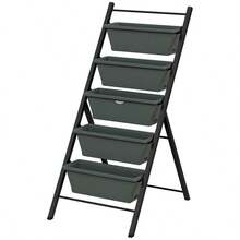 Outsunny 5Tier Vertical Raised Garden Planter With 5 Container Boxes Outdoor Plant Stand For Vegetable Flowers Grey - Charcoal grey1 - View 1