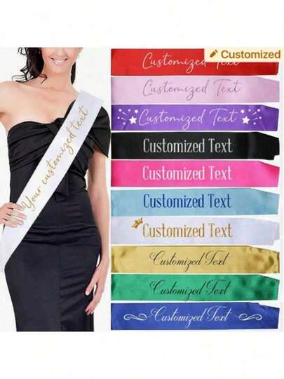 1pc Customized Party Strap, Can Print Text, Personalized, Can Print Logo Text, Bridal Shower Strap, Suitable For Wedding, Bridal Shower, Engagement Party Decor, Gift, Creative, Bachelorette Party, 1pc White Bridal Shower Strap