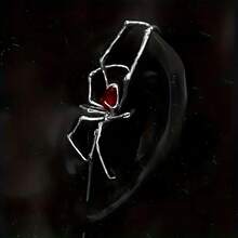 Spider-Shaped Earrings With Silvery , Simulated Spider Legs Design Featuring Synthetic Synthetic Zirconia In The Middle - Dark Style Full Ear Hoop For, Creative Minimalist Punk Fashion Statement Piece, For Teenager - Đỏ - Xem 5