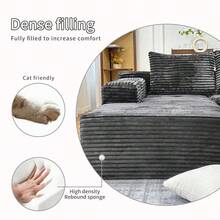 106" Modular L-Shape Chaise Lounge Sofa Premium Corduroy Cloud Velvet No Assembly Required Convertible Loveseat Sofa Bed Deep Seat Comfort Living Room Bedroom Apartment Hotel[2 Package Shipping] - 淺灰色 - 查看 6