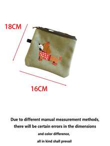 1 件可爱绒面腊肠犬形状小袋 - 耳机、口红、卫生巾、化妆包、便携式随身行李袋（不含骨头饰物）