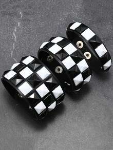 Xiacheng 1/3 Pcs Punk Rock Studded Bracelet Set Spiked Leather Cuff Bracelet For Men Women 80s Wristband Emo Bracelet Adjustable