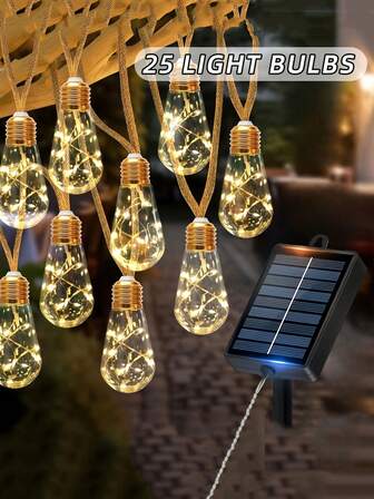 20/16/10 LED soldrivna ljusslingor, 8 ljuslägen, automatisk på/av, lämplig för staket, gård, trädgård, fest, bröllop, camping, julgran, IPX4 vattentät