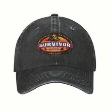 Survivor TV Show Licensed Panama Exile Island Baseball Cap - Duckbill Cap With Survivor Logo, Outdoor Adventure Men's Hat, Suitable For Cycling, Running, Fitness - Hand Washable Black (P407) - Survivor Fan Gift, Running Gear, Adventure Themed Apparel, Washed Texture