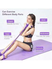 Multifunctional Tension Rope, 6 - Tube Elastic Yoga Pedal Puller Resistance Band, Natural Latex Tension Rope Fitness Equipment, Suitable For Abdomen/Waist/Arm/Leg Stretching And Weight - Loss Training