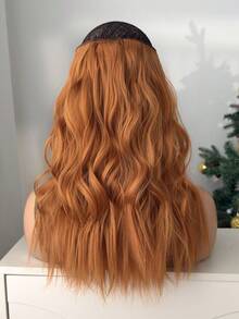 4 piezas de extensiones de cabello onduladas de 16 pulgadas de color rojo-naranja natural, piezas de cabello sintético adecuadas para uso diario de mujeres y niñas - Naranja - Ver 5