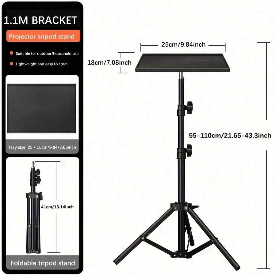 Treppiede universale per proiettore con vassoio, supporto regolabile in lega di alluminio, adatto per HY300, HY320, HY320mini e vari proiettori, telecamere, telefoni, tablet, laptop, per forniture scolastiche, back to school