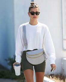 Pure Colour Crossbody Bag Bum Bag For Women,Spacious Purse Fanny Packs Belt Bag,Oversized Bum Bag (Colour Bum Bag-Light Grey) - 彩色腰包-粉紅色 - 查看 9