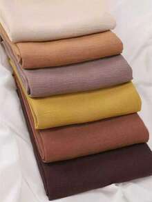 1pc Women's Solid Color Crinkled Everyday Hijab, Opaque Muslim Headscarf, Bubble Crinkled Hijabs, Versatile Solid Color Bubble Scarf Headwrap, Malaysian Chiffon Scarf