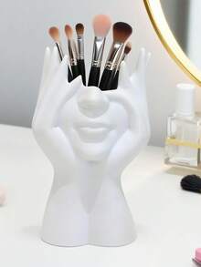 Rangement pour forme de tête de femme, décoration bohème et vase en forme de visage féminin pour étagère, support simple pour pinceaux de maquillage à la maison