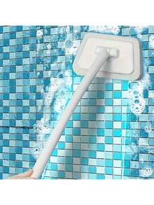 1pc Long Handle Sponge Head Cleaning Brush, Strong Decontamination, Easy To Clean Bathroom Wall Tiles, Suitable For Home Cleaning, Makes Cleaning More Effortless And Efficient.