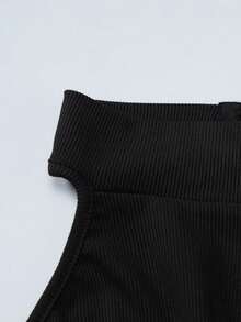 Siliki Summer Sexy Solid Color Slim Fit Jumpsuit Sleeveless Halter Backless Elastic Jumpsuit Club For Women - 黑色 - 查看 4